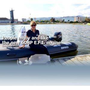 Pasun Engine 4-Stroke 60HP Long (20") Black man on the boat with the engine on