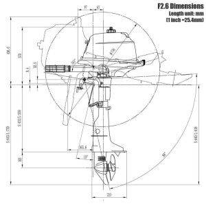 Parsun 2.6HP Outboards spec drawings