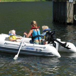 Parsun 2.6HP Outboards on the back of a rib